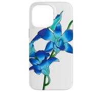Blue Flowers Orchid Flowers in Vintage Art Floral Style Case for iPhone 14 Pro Max