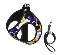 Blue Flowers Print Harness Leash Set For Cat Dog, Reflective Adjustable Escape-Proof Vest Lead With Soft Breathable Mesh, For Small Pets And Kitten Puppy