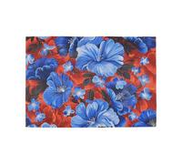 Blue Flowers Red Decorative leakproof placemats for dining table cloth placemats cloth washable accesorios para mesa de comedor set of 6 12x18