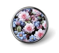 Blue Flowers Round Badge Personalized Metal Lapel Pin Badges Fit Clothing Bags Hat Humorous Printed Brooch Badge Party Decorations Accessories for Men Women
