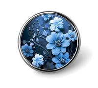 Blue Flowers Round Badge Personalized Metal Lapel Pin Badges Fit Clothing Bags Hat Humorous Printed Brooch Badge Party Decorations Accessories for Men Women