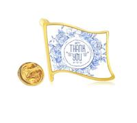 Blue Flowers s Pattern Rose Golden Metal Flag Lapel Pin Badge