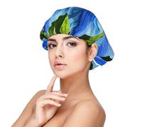 Blue Flowers Satin Bonnet Silk Bonnet, Hair Bonnet For Sleeping, Soft Double Layer Silk Sleeping Cap Hair Wrap For Women Natural Curly Braided Long Hair