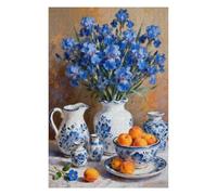 Blue Flowers Vase Jigsaw Puzzles for Adults 1000 Pieces Jigsaw Puzzle Family Challenging Funny Puzzle Perfect for Game Nights(30"x20")