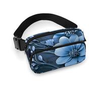 Blue Flowers Waist Bag Fashion Fanny Bag with Adjustable Strap for Outdoor Workout Cycling Unisex, white, 20x13cm, Waist Bag