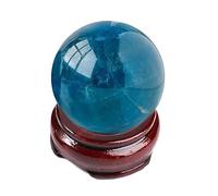 Blue Fluorite Crystal Ball Gemstone Sphere Crystal Ornaments for Balancing Feng Shui Aura Home and Office Decoration,60-70mm