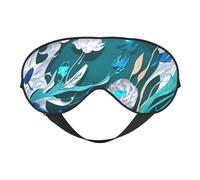 Blue Fly Dragonfly Print Silk Sleep Eye Mask Soft Eye Cover with Adjustable Strap Comfortable for Travel Office Nap