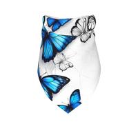 Blue Flying Butterflies Print Dog Bandana 1 Pack Premium Triangle Scarf Washable Birthday Pet Accessories for Neutral Large Dogs