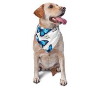 Blue Flying Butterflies Print Dog Bandana 1 Pack Triangle Scarf Washable Birthday Adjustable Bib Handkerchief for Neutral Large Dogs