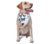 Blue Flying Butterflies Print Dog Bandana Scarf Adjustable Triangle Pet Bib Cat Kerchief Washable Puppy Neckerchief for Birthday Holiday Party