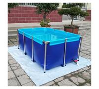 Blue Foldable PVC Fish Pond With Drain Valve, Large Capacity Aquaculture Pond For Fish And Shrimp Farming, Above Ground For Backyard, Canvas For Home(1.2 * 1 * 0.6m)