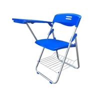 Blue Folding Desk Chair for Students Office Training & MeetingsPortable Movable Chair for Piano & English Classrooms
