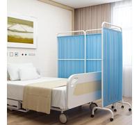 Blue Folding Room Divider on Wheels, Professional Grade Portable ion for Emergency Rooms, Spa, and Classrooms - 4 Panel Mobile Wall Divider