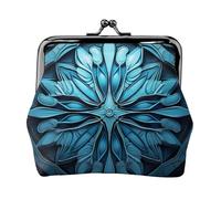 Blue Folk Art Pattern1 print Small Pouch Kiss Lock Coin Purse for Women Coin Change Purse, Credit Card Wallet