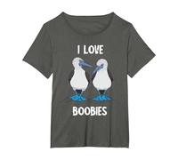 Blue Footed Boobies Boobies Lovers Tropical Sea Bird T-Shirt, Women's Plus, Asphalt Grey, 3X