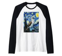 Blue-Footed Booby Bird Van Gogh Starry Night Art Raglan Baseball Tee