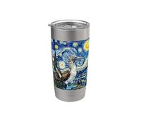 Blue-Footed Booby Van Gogh Starry Night Art Stainless Steel Insulated Tumbler