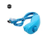 (blue) For Nintendo Wii Game Controller 5 colors Nunchuck Hand Curved Game Handle
