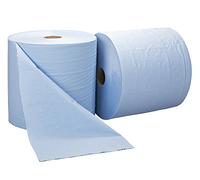 Blue Forecourt Industrial Wiper Roll for Paper Towel Floor Stand 400 Meter Pack of 2