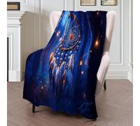 Blue Forest Dreamcatcher Blanket 3D For Girls Boys Fantasy Landscape Print Decor Fleece Throw Super Soft Flannel Fuzzy Plush Sofa Couch Living Room Bed Camping Travel 30"X40"(75X100Cm)