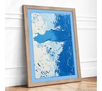 Blue Form Minimalist Framed Wall Art Print A2 Oak | Ready to Hang, Premium Gi Paper, Fade-Resistant Inks, Securely Packaged, UK Made