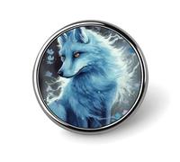 Blue Fox Button Pin 1 Inch, Personalized Metal Lapel Pins, Lightweight Round Brooch Pin, Elegant Button Badges, Funny Enamel Pins for Shirts Jackets Bags & Gift