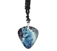 Blue Fox Guitar Pick Necklace Exquisite Titanium Steel Personalized Necklaces Cool Pendant Necklaces Fashion Guitar Pick Holder Necklace Unique Gifts for Adult