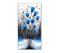 Blue Fresh Flowers Diamond Art Kits Adults, 5D Diamond Painting for Beginner, Gem Art Cross Stitch Kits, DIY Full Drill Crystal Embroidery Kit for Crafts,Home Decoration Paintings 36x72in J26-5267