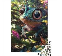 Blue Frog Jigsaw Puzzle for Adults 1000 Piece Jigsaw Puzzle Tropical Rainforest Puzzle Game for Family Relaxation Focus Home Decor Gift 38x26cm/1000pcs
