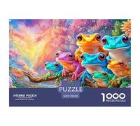 Blue Frog on Lily Pad Amid Lotus Flowers 1000 Piece Jigsaw Puzzle Dream Frog Perfect Present for Boys, Girls, Men & Women 70x50cm/1000pcs