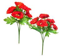 Blue Frog Toys Pack of 2 Artificial Faux Red Poppy Flower Plant Sprays With Gypsophila 29cm