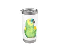 Blue-Fronted Amazon Watercolor Parrot Portrait Stainless Steel Insulated Tumbler