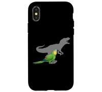 Blue-fronted Parrot with T rex Shadow Bird Lovers Case for iPhone X/XS