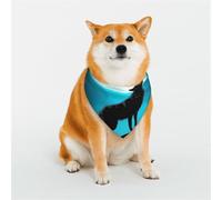 Blue Full Moon Wolf Print Dog Bandana Scarf,Adjustable Triangle Pet Bandana for Dogs and Cats -Large