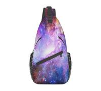 Blue Galaxy and Nebula Sling Bag Crossbody Backpack,Dark Space Stars Blue Purple and Pink Galaxy Chest Bag Adjustable Casual Shoulder Backpack Nebula Scenery Theme Travel Hiking Daypack for Men Women