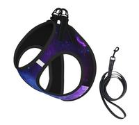 Blue galaxy print Dog Harness and Leash Set, Reflective Adjustable Puppy Vest for Small Medium Large Dogs, Cats
