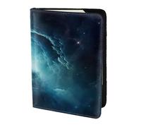 Blue Galaxy print Leather Card Case Travel Accessories Passport Holder Cover Wallet for Women Men, Black, One Size