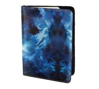Blue Galaxy print Leather Card Case Travel Accessories Passport Holder Cover Wallet for Women Men, Black, One Size
