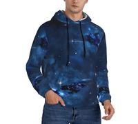 Blue Galaxy Print Men'S Fashion Hoodie,Long Sleeve Sweatshirts,Perfect For Spring,Fall Winter