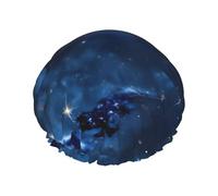 Blue Galaxy Print Various Activities Shower Cap Reusable Soft And Lightweight Bath Hair Cap Long Hair