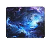 Blue Galaxy Printed Gaming Mouse Pad 12x10 Inches, Non-Slip Rubber Base Laptop Mousepad Desk Mat with Stitched Edges for Gamer, Office, Home