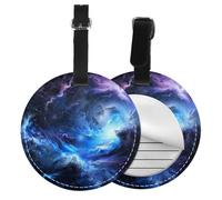 Blue Galaxy Printed Luggage Tags for Suitcases PU Leather Travel Tags Bag Tags Privacy Protection Travel Essentials Black