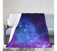 Blue Galaxy Soft Micro Flannel Blanket Throw, Warm Cozy Lightweight Decorative Blanket for Sofa Couch Bed, Printed Blanket Gifts for Kids Girls Boys Women Men