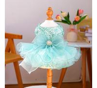 Blue Galaxy Sparkling Tulle Wedding Dress for Small Dogs & Cats - Adjustable Pet Bridal Gown with Fluffy Skirt
