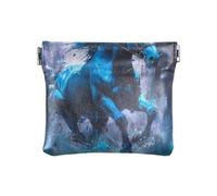 Blue Galloping Horse PU Leather Small Coin Fancy Change Purse with Clasp for Women