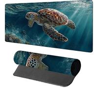Blue Gaming Mouse Mat 1000x500x3mm, Mouse Pad Large Turtle, Desk Mat with Stitched Edge, Mousepad with Non-Slip Rubber Base, Office Accessories, Keyboard Pad, for Gifts, PC, Gaming, Desk Office D-8593
