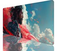 Blue Gaming Mouse Pad 900x400x3mm, Swordsman Mouse Mat with Non-Slip Rubber Base, Extended Desk Mat Large with Stitched Edges, Waterproof Desk Pad for Gaming Accessories and Office Accessories 2-4016