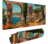 Blue Gaming Mouse Pad Architecture Large Mouse Mat 1600x800x3 mm with Stitched Edges, Extended XXL Gaming Mousepad Waterproof Soft Cloth, Desk Mat with Anti Slip Base for Office Home, Gifts w-4598