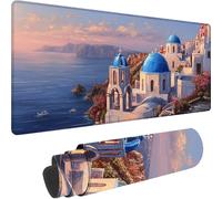 Blue Gaming Mouse Pad Castle Large Mouse Mat 800x300x3 mm with Stitched Edges, Extended XXL Gaming Mousepad Waterproof Soft Cloth, Desk Mat with Anti Slip Base for Desk Keyboard Decor, Gifts w-5872