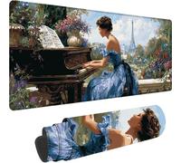 Blue Gaming Mouse Pad Eiffel Tower Large Mouse Mat 900 x 400 x 4 mm with Stitched Edges, Extended XXL Gaming Mousepad Waterproof Soft Cloth, Desk Mat with Anti Slip Base for Desk Keyboard Decor w-1448